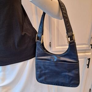 Jennifer Moore Vintage Classic Soft Black Leather Hobo Shoulder Bag